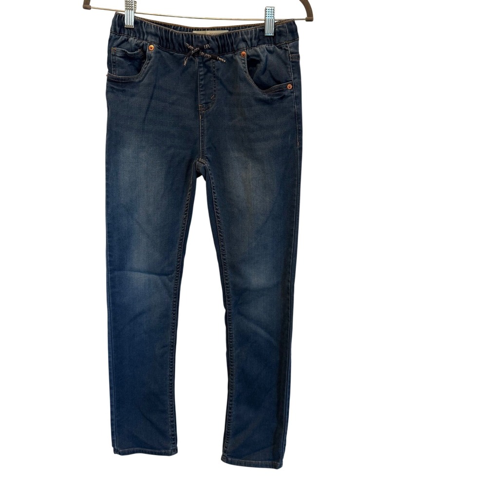 Levi Strauss Kids Skinny Knit Pull On Jeans Blue Denim Elastic Waist Size 14 REG